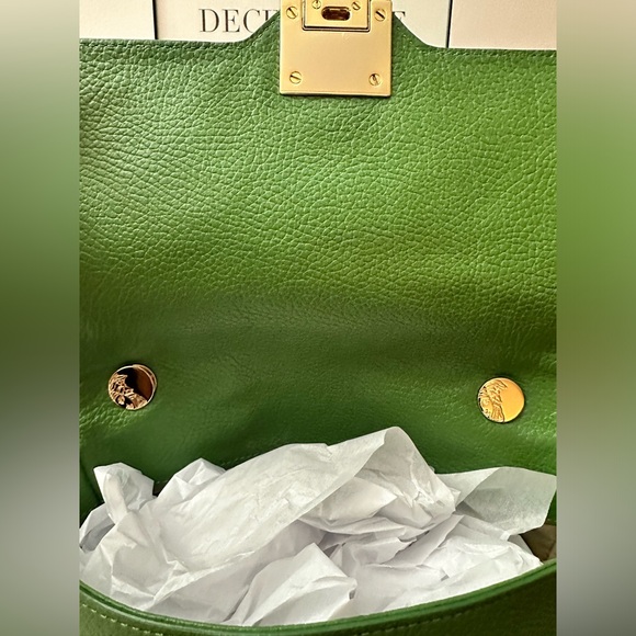 Authentic Versace Collection Convertible Green Leather Bag with Gold Hardware - Picture 9 of 16
